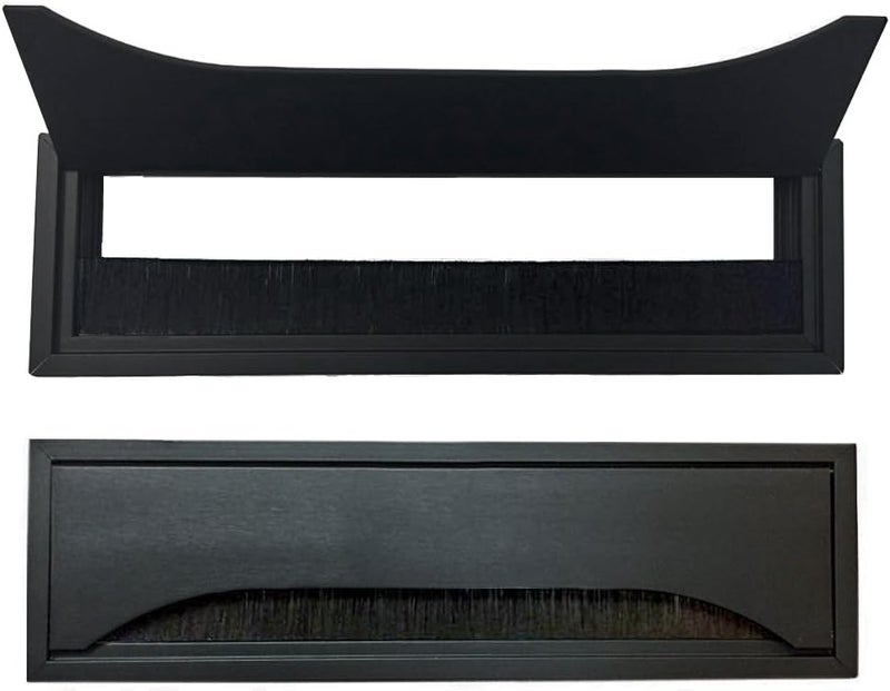 Rectangular Metal Table Grommet with Bristles - Color: Black